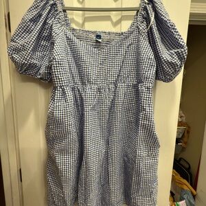 Old Navy Blue and White Checkered Mini Dress